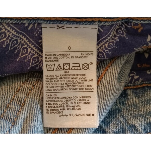 High Rise Secret Slim Pockets Women's Size 0 Ripped Patchwork Short Denim Shorts - Picture 5 of 5